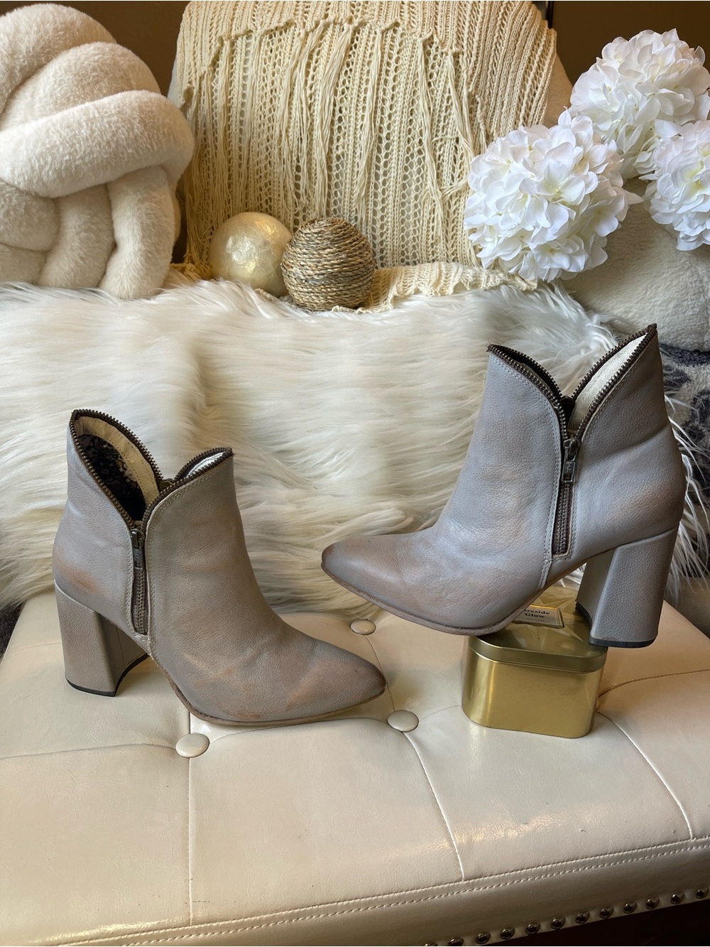 Freebird by Steven “Jalessa” Ankle Boots in Distressed Smoke Grey Leather